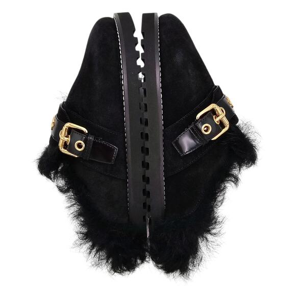 Louis Vuitton Winterbreak Black Suede Fur Lined Slip On Clog Mule Size 36 US 6 - Picture 5 of 10